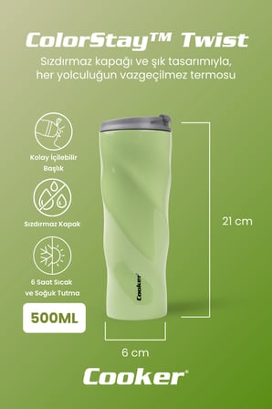 Cooker ColorStay Twist 500 ml Paslanmaz Çelik Bardak Termos CKR2051