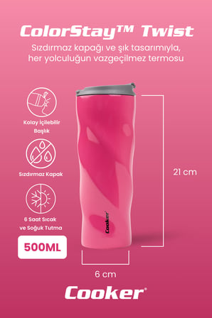 Cooker ColorStay Twist 500 ml Paslanmaz Çelik Bardak Termos CKR2051