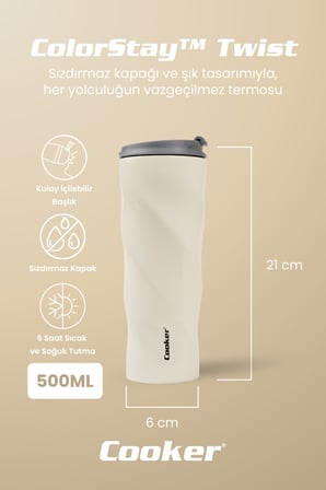 Cooker ColorStay Twist 500 ml Paslanmaz Çelik Bardak Termos CKR2051
