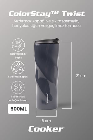 Cooker ColorStay Twist 500 ml Paslanmaz Çelik Bardak Termos CKR2051