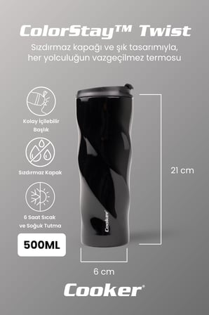 Cooker ColorStay Twist 500 ml Paslanmaz Çelik Bardak Termos CKR2051