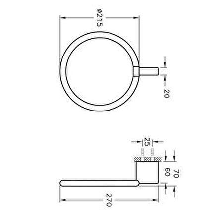 VitrA Diagon Halka Havluluk Krom A44434