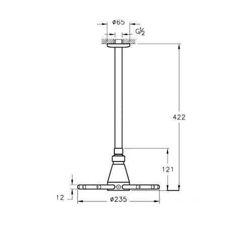 Artema Stella A45483 Duş Başlığı, 235 MM, Tavandan