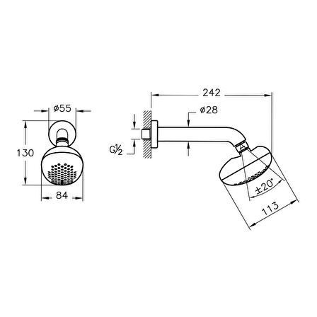 VitrA İstanbul A4800623 Duş Başlığı Altın Duvardan