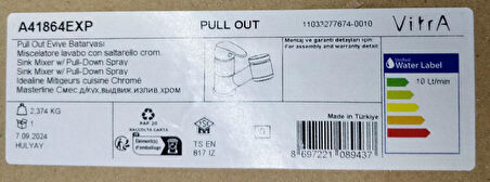 VitrA Harmony A41864EXP Pull-Out Eviye Bataryası, Krom