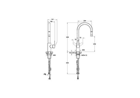 Inox Pull Down Eviye Bataryası A42153