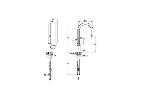 Inox Pull Down Eviye Bataryası A42153