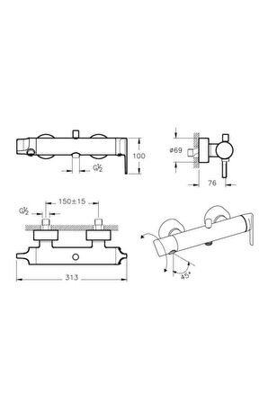 Artema Suit U A42488 Gümüş Banyo Bataryası