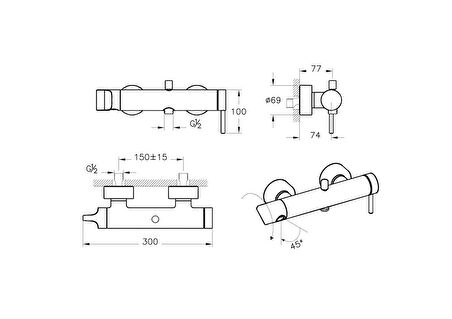 VitrA Origin A4261934 Banyo Bataryası, Fırçalı Nikel