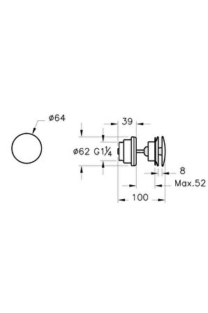 Origin A4514936 Yuvarlak Lavabo Süzgeci, Universal, Basmalı, Mat Siyah