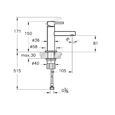 VitrA Origin A4255534 Kısa Lavabo Bataryası,Fırçalı Nikel