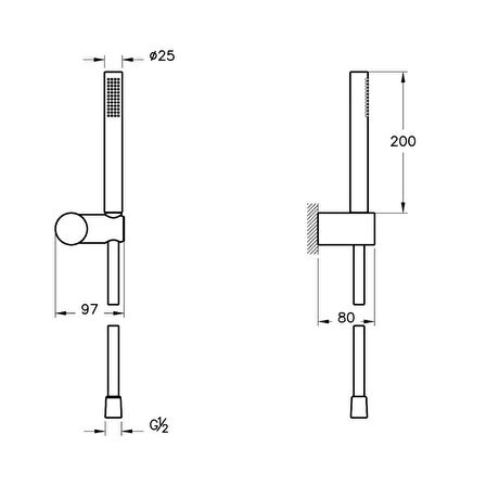 VitrA Origin A4554334  1F El Duşu Takımı, Fırçalı Nikel