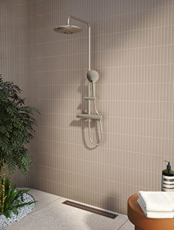 VitrA AquaHeat Bliss 240 A4720534 2F Termostatik Duş Sistemi, Fırçalı Nikel