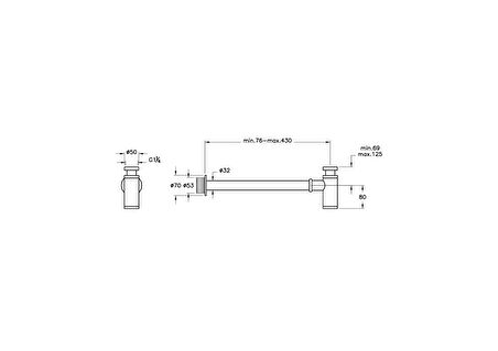 VitrA Liquid A4512439 Lavabo Sifonu, T Tipi Uzun, Parlak Siyah