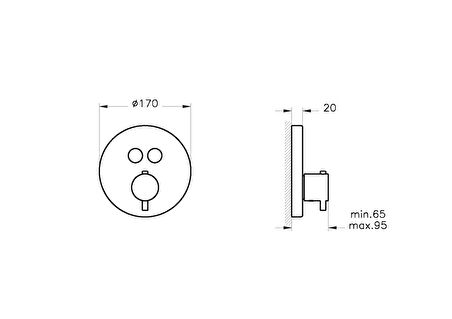 Artema AquaHeat A4271836 Round Ankastre Termostatik Banyo Bataryası, Mat Siyah