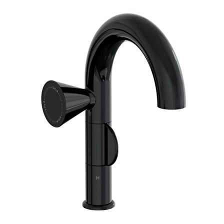 VitrA Liquid A4275539 Sol Kumandalı Lavabo Bataryası, Parlak Siyah