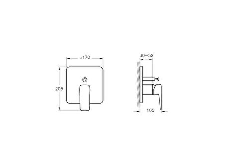 Artema Root Square A4282834 Ankastre Banyo Bataryası, Fırçalı Nikel