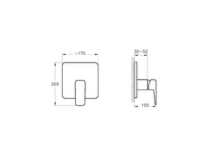 Artema Root Square A42827 Ankastre Duş Bataryası, Krom