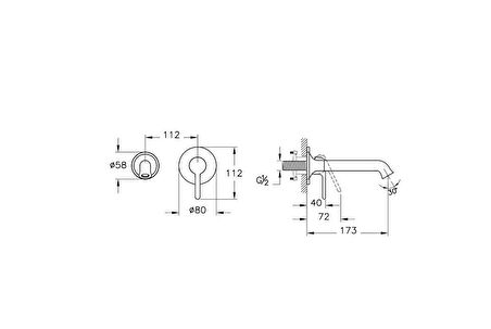 Origin Classic Ank.Lav.Bat Sıva Üstü 2D Krom A42889 Ankastre Lavabo Bataryası 