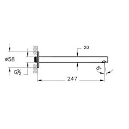 VitrA Origin Çıkış Ucu A4268336WTC Ankastre lavabo bataryaları ile kullanım - mat siyah