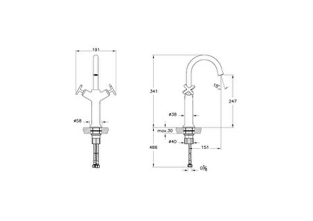 VitrA Origin Classic A4288625 Lavabo Bataryası, Çift Kumandalı, Çanak, Fırçalı Altın