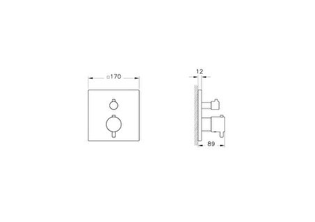 Artema Root Square A43268 Ankastre Termostatik Banyo Bataryası, Krom