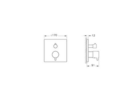 Artema Root Square A43358 Ankastre Termostatik Duş Bataryası, Krom