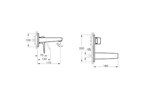 Artema Root Square A4273829 Ankastre Lavabo Bataryası, Soft Bakır