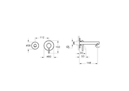 Vitra Origin A4258129 Ankastre Lavabo Bataryası, Soft Bakır