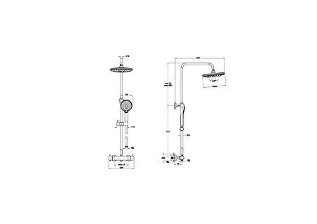 VitrA A4720574 AquaHeat Bliss S 240 2F Duş Sistemi, Soft Altın