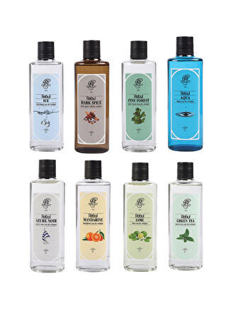 Rebul 8x250 ml Cam Kolonya Seti | Ice, Dark Spice, Pine, Aqua, Azure Noir, Mandarine, Lime, Green Te