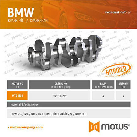 Bmw Krank MILI Guclendirilmis  Bmw N13 N14 N18 B16a F20 F30 - Motus 1306