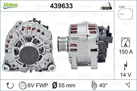 Mazda Alternator 12v 150a Ford Fiesta VI 1,4 / 1,6 Tdci 08>12  Mazda 2 (de_, Dh_) 1.4 Mzr-CD 08>15 - Valeo 439633