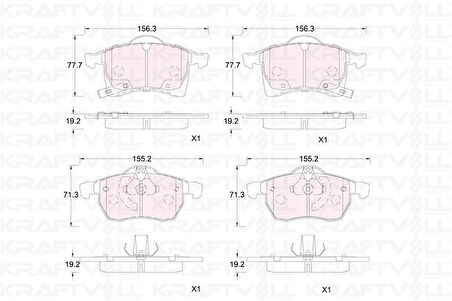 Opel On Fren Balatası Astra G Corsa C Zafıra B - Kraftvoll 07010386
