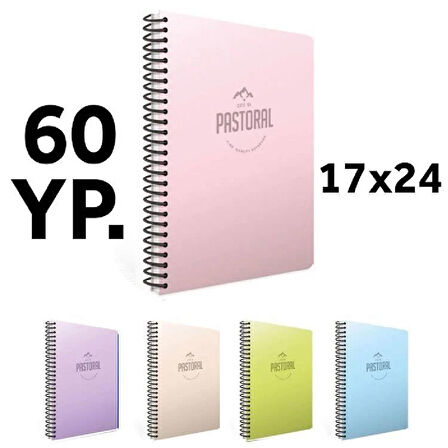 Gıpta 3250 Pastoral Spiralli PP Kapak 17X24 60 Yaprak Kareli Defter