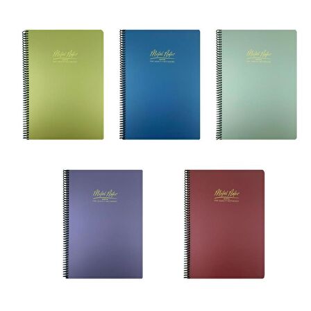 Gıpta Metal Notes A4 Spiralli Defter PP Kapak 80 Yaprak Kareli 5'Lİ