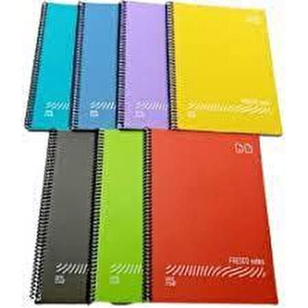 1 ADETGıpta Fresco Spiralli Düz Plastik Defter A4 144 YP Kareli 4941