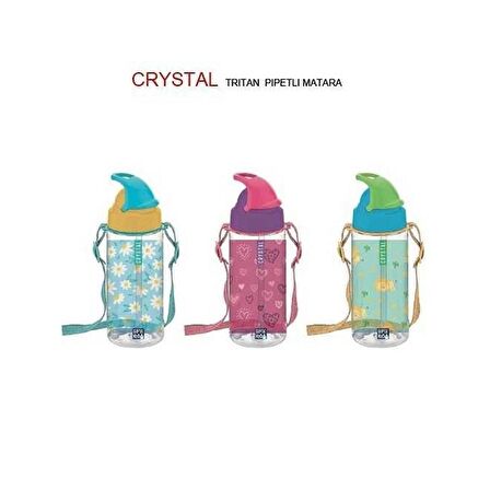 Gıpta Matara Crystal Tritan Desenli Pipetli 500 Cc