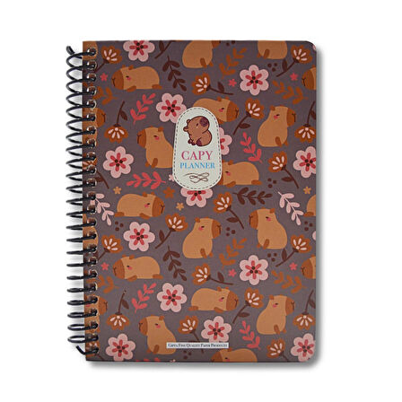 Gıpta Capybara A5 120 Yaprak Sert Kapak Spiralli Planner Defter (7826)