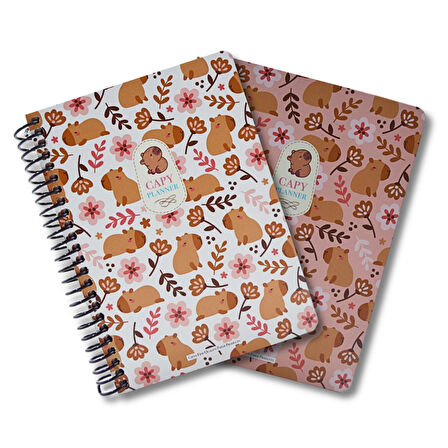 Gıpta Capybara A5 120 Yaprak Sert Kapak Spiralli Planner Defter (7826)