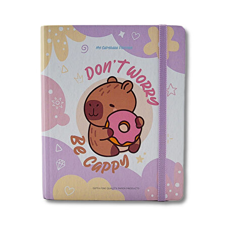 Gıpta Capybara A5 120 Yaprak Sert Kapak Spiralli Lastikli Ayraçlı Planner Defter (7827)