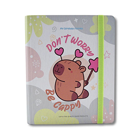 Gıpta Capybara A5 120 Yaprak Sert Kapak Spiralli Lastikli Ayraçlı Planner Defter (7827)