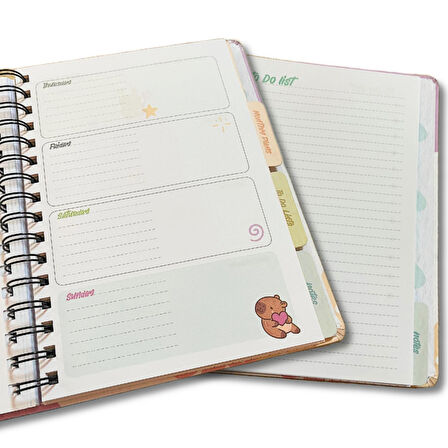 Gıpta Capybara A5 120 Yaprak Sert Kapak Spiralli Lastikli Ayraçlı Planner Defter (7827)