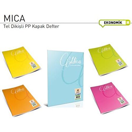 Mica Tel Dikişli Plastik Kapak Defter A4 40 Yaprak Kareli