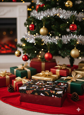 16×23×9 cm Fable No:3 Dikdörtgen Hediye Kutusu – Yılbaşı Dekoratif Hediye Paketi