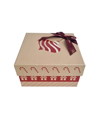 16×16×9 cm Soren No:4 Kare Hediye Kutusu – Yılbaşı Dekoratif Hediye Paketi