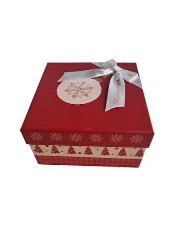 14.5×14.5×8.5 cm Soren No:3.5 Kare Hediye Kutusu – Yılbaşı Dekoratif Hediye Paketi