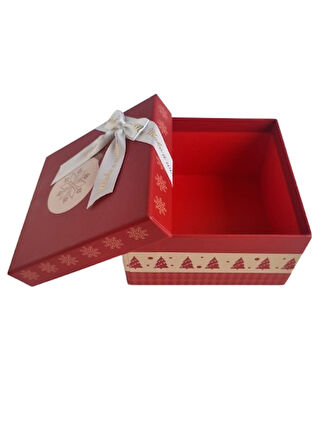 14.5×14.5×8.5 cm Soren No:3.5 Kare Hediye Kutusu – Yılbaşı Dekoratif Hediye Paketi