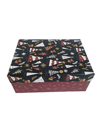 23×31.5×12.5 cm Fable No:5 Dikdörtgen Hediye Kutusu – Yılbaşı Dekoratif Hediye Paketi