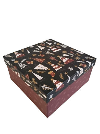 Hediyelık Yılbaşı Kare Kutu Fable 24X24cm  NO:6